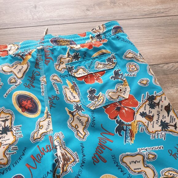 Caribbean Joe Island Supply Hawaiian Swim Trunks Beach Drawstring Waist 40 In - Picture 8 of 8